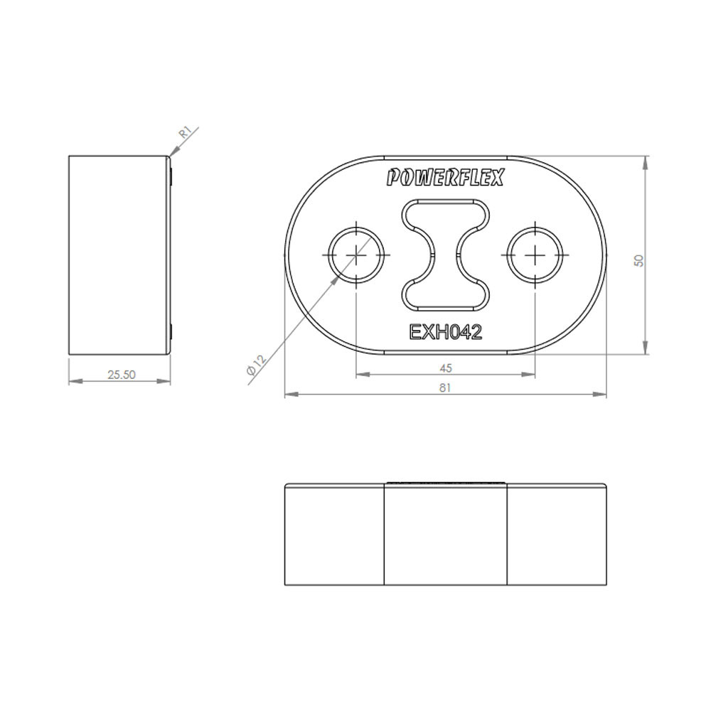 Silent bloc Powerflex échappement universel 81mm - PF-EXH042 - EXH042 - 5055676557117