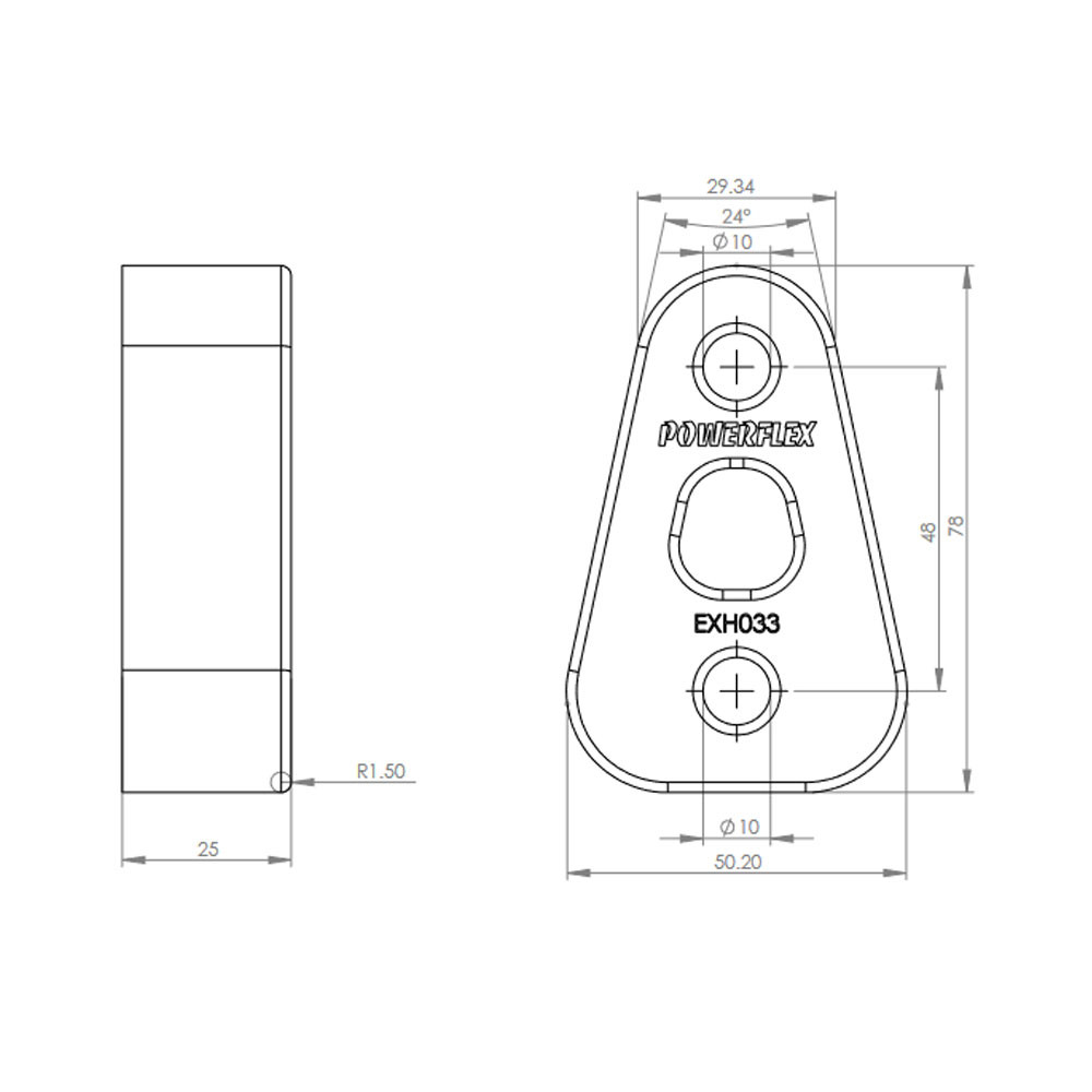 Silentbloc Powerflex universal pentru sistemul de evacuare, înălțime 78 mm - PF-EXH033 - EXH033 - 5055676550675