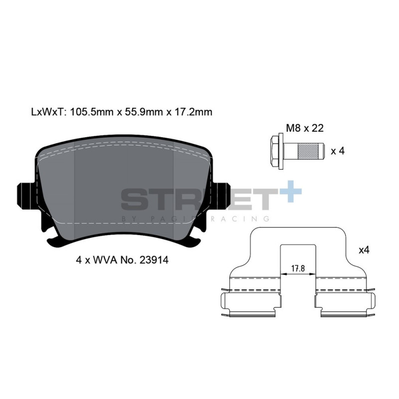 Street+ Pagid brake pads T8049 - PA-8049.ST - T8049SP2001 - 4056029064970