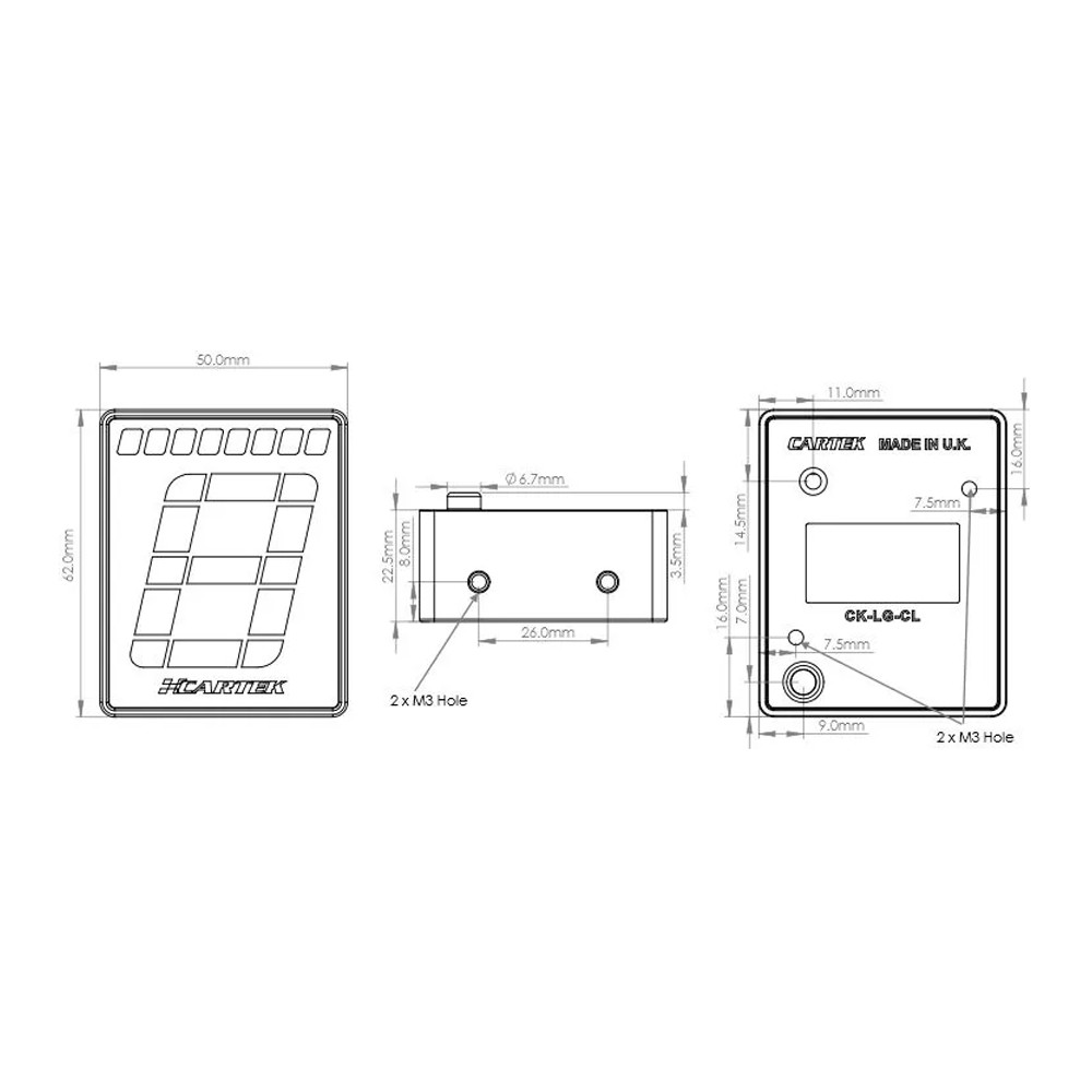 Indicator digital de schimbare a vitezelor Cartek + indicator de schimbare a treptelor (Club) - CK-LG-CL - CK-LG-CL - 3666618040165