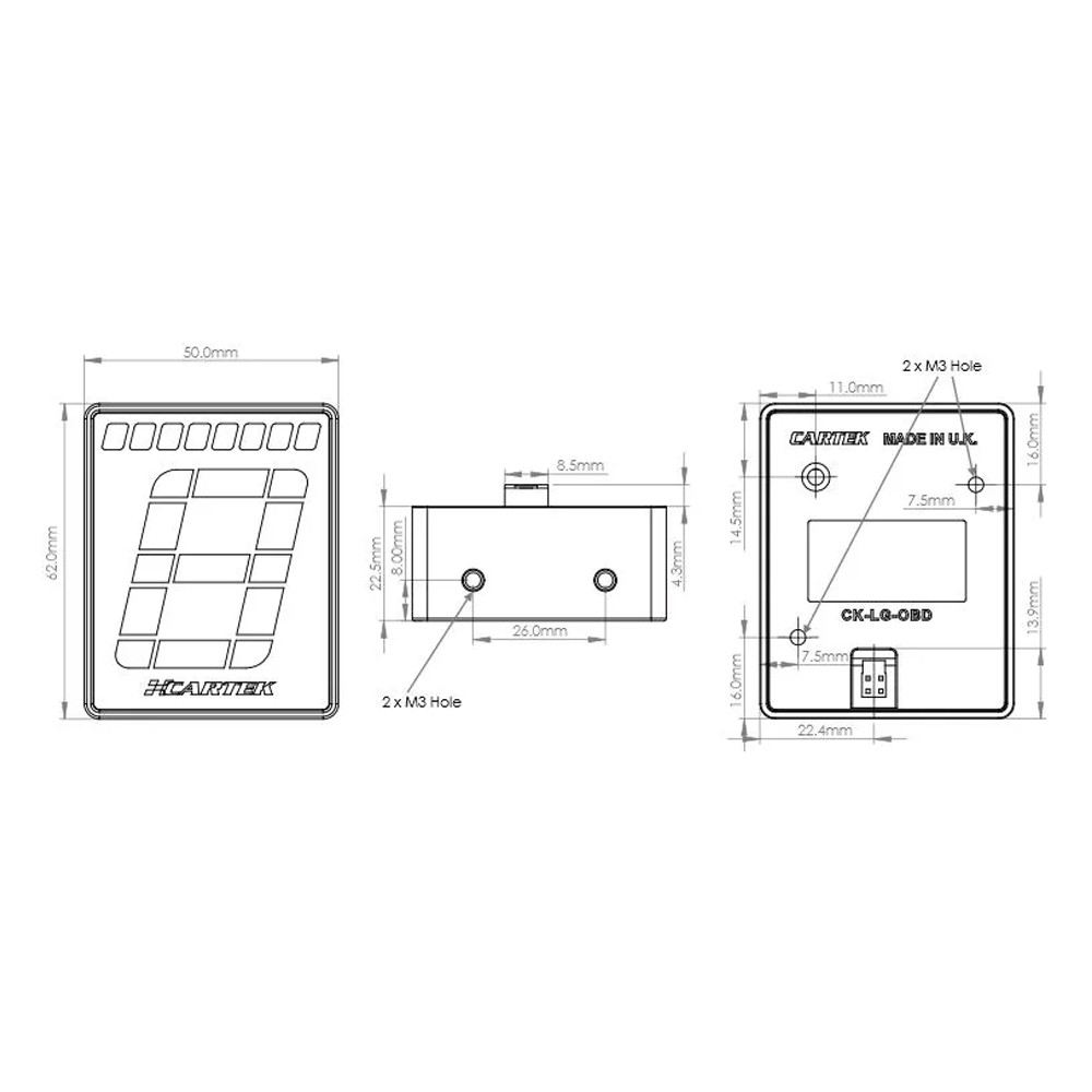 Indicator digital de schimbare a vitezelor Cartek + indicator de schimbare a treptelor (OBD2) - CK-LG-OBD - CK-LG-OBD - 3666618040172