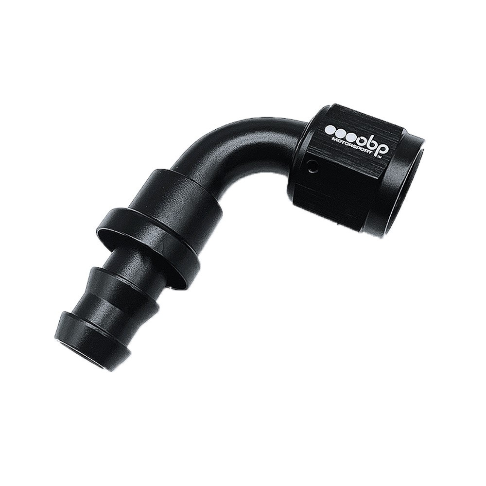 Raccordo OBP femmina a 90° tipo PUSH LOCK in alluminio nero - OBP-PL-90.D6 - OBP-PL-6-90
