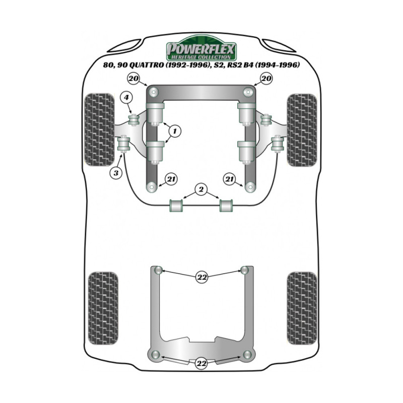 Boccola Powerflex Heritage barra stabilizzatrice anteriore 27mm Audi 80 / 90 / Quattro 1976-2000 (2 pezzi) - PF-F310327-2H - PFF3-103-27H - 5055676557643