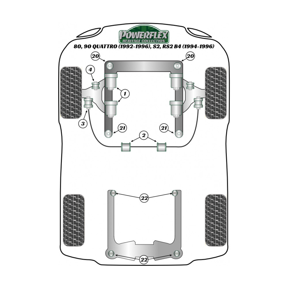 Boccola Powerflex Heritage barra stabilizzatrice anteriore 27mm Audi 80 / 90 / Quattro 1976-2000 (2 pezzi) - PF-F310327-2H - PFF3-103-27H - 5055676557643