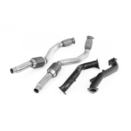 Milltek SSXAU635 Descente de Turbo 76 mm avec finition Black Semi-Gloss Suppression cata antérieur avec cata secondaire Hi-Flow 