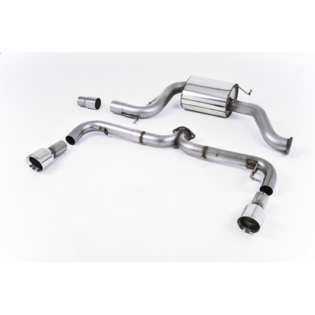 Milltek SSXVW177 Catback con silenziatore intermedio senza silenziatore posteriore 76 mm Race Line Dual GT100 ED35 tip