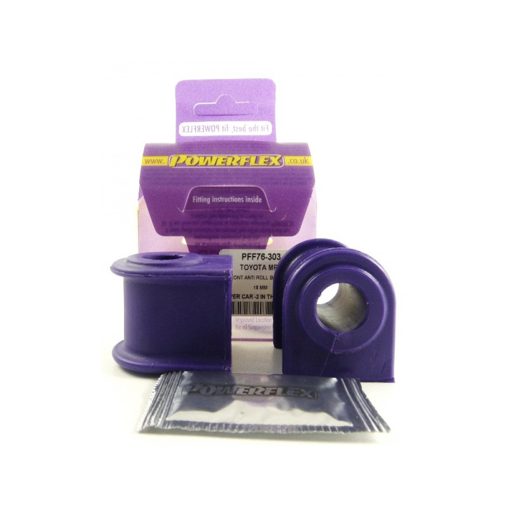 Silentbloc Powerflex pentru bară antiruliu față Toyota MR2, 18 mm (2 bucăți) - PF-F76303-2 - PFF76-303 - 5055676509123