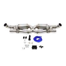 Achterdemper met klep rechts + links Inoxcar voor Porsche 911 serie 997.2 turbo 3.8 Cabriolet 4WD na 2009