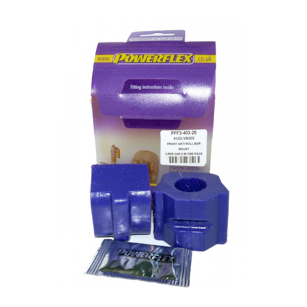 Silentbloc Powerflex pentru bară antiruliu față Audi V8 1988-1993 (2 bucăți) - PF-F0340325-2 - PFF3-403-25 - 5055676500892
