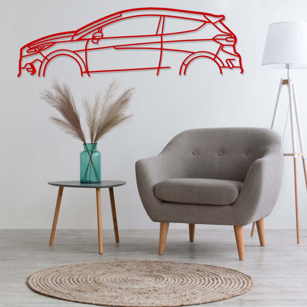 Art Design table decoration with wood base - silhouette Ford FIESTA ST - AD-ART346-TB.N.60 - ART.346OAKT60