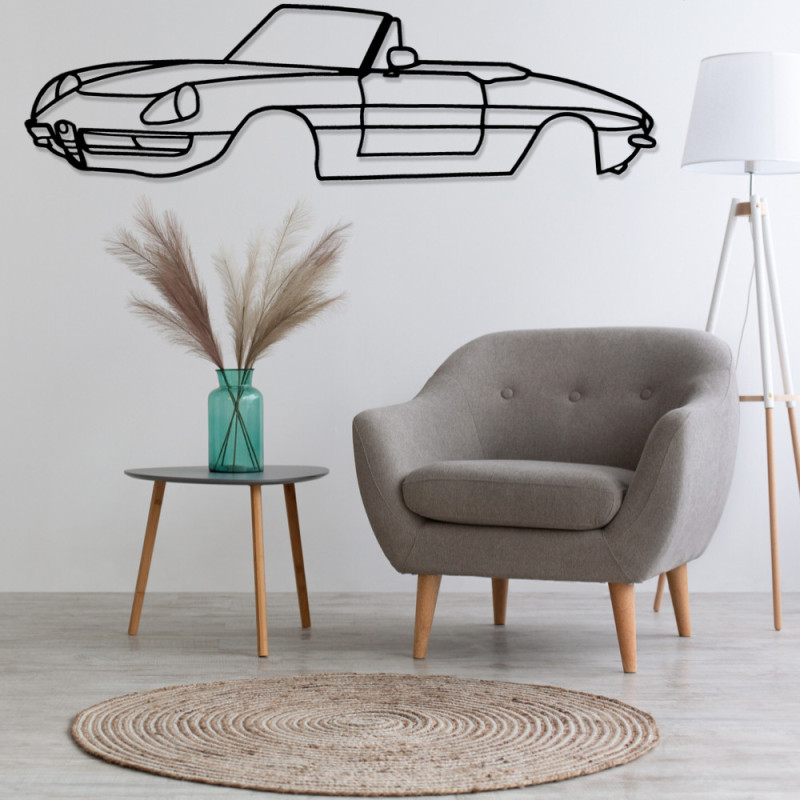 Décoration à poser Art Design support bois - silhouette Alfa Romeo SPIDER DUET - FRONT - AD-ART353-TB.N.60 - ART.353OAKT60