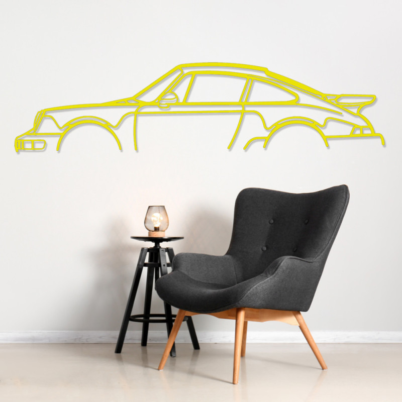 Décoration à poser Art Design support bois - silhouette Porsche 911 CLASSIC - AD-ART355-TB.N.60 - ART.355OAKT60