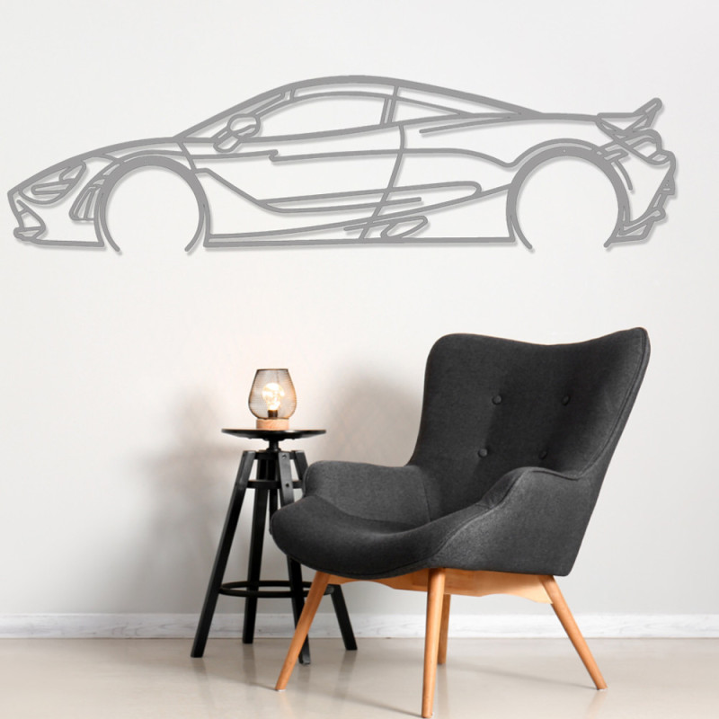 Décoration à poser Art Design support bois - silhouette McLaren 720S - AD-ART366-TB.N.60 - ART.366OAKT60