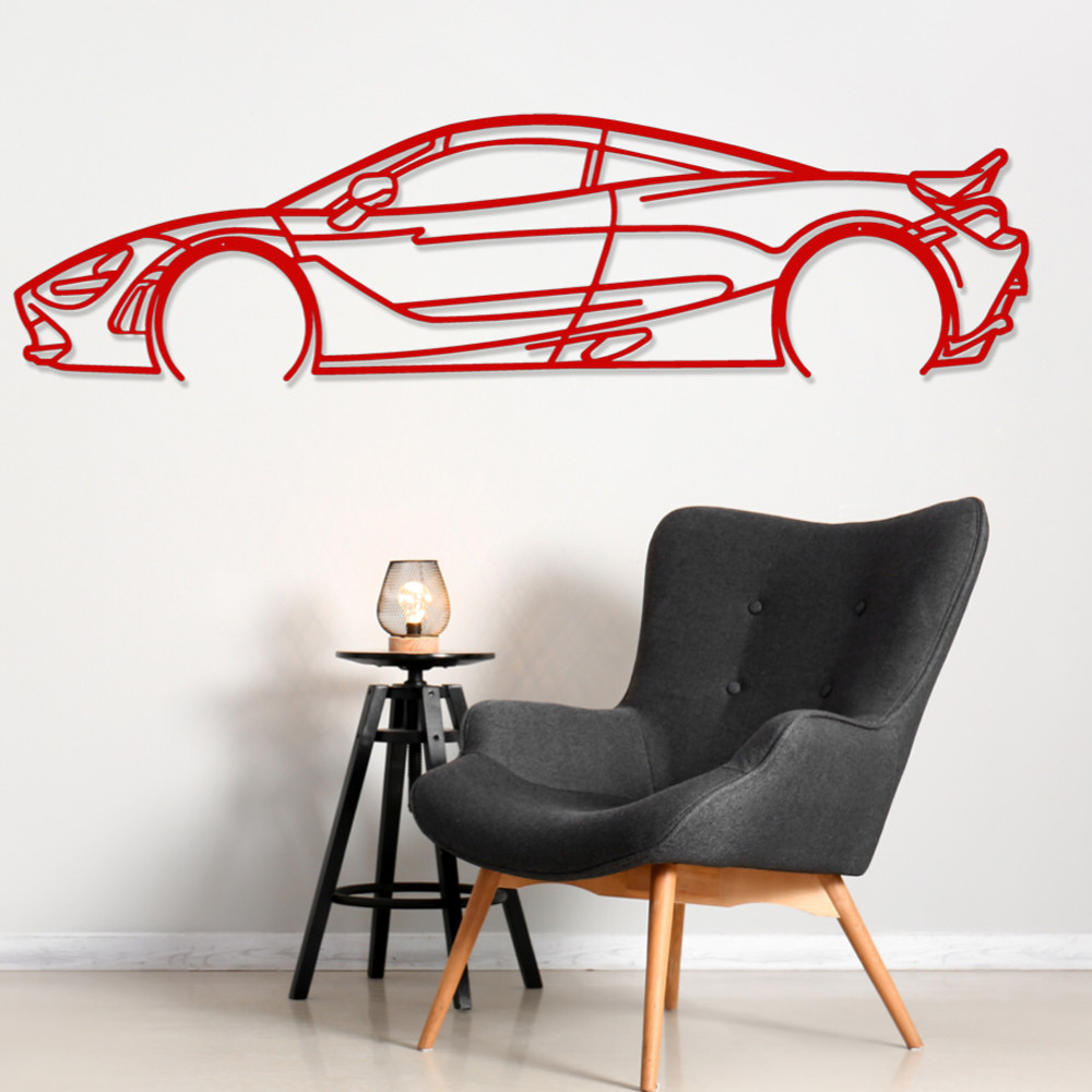 Décoration à poser Art Design support bois - silhouette McLaren 720S - AD-ART366-TB.N.60 - ART.366OAKT60
