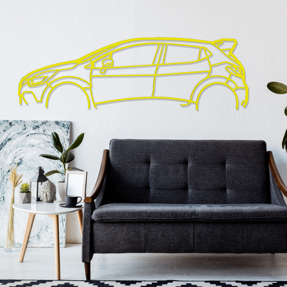 Art Design table decoration with steel stand - silhouette Renault CLIO IV RS - AD-ART306-TA.N.60 - ART.306STEELT60