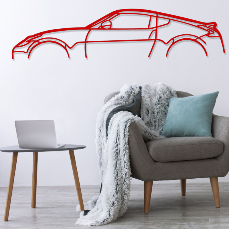 Décoration à poser Art Design support acier - silhouette Nissan 370Z - AD-ART341-TA.J.80 - ART.341STEELT80YELL