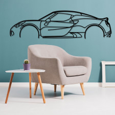 Art Design table decoration with steel stand - silhouette Alfa Romeo 4C
