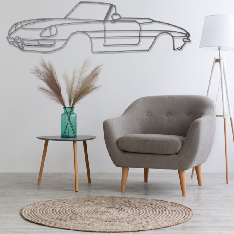 Art Design table decoration with steel stand - silhouette Alfa Romeo SPIDER DUET - FRONT - AD-ART353-TA.SI.80 - ART.353STEELT80SILV