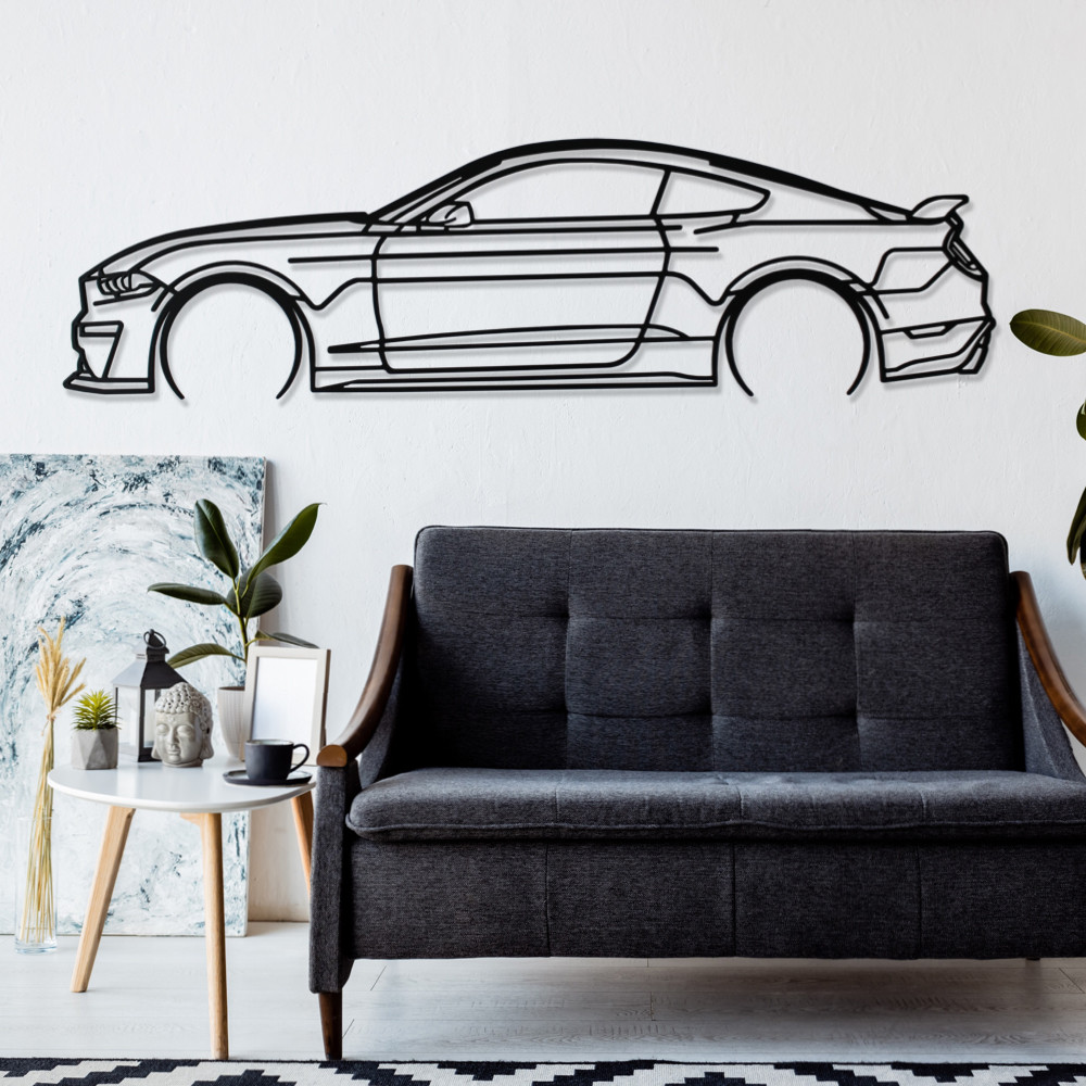 Art Design table decoration with steel stand - silhouette Ford MUSTANG GT - AD-ART384-TA.SI.80 - ART.384STEELT80SILV