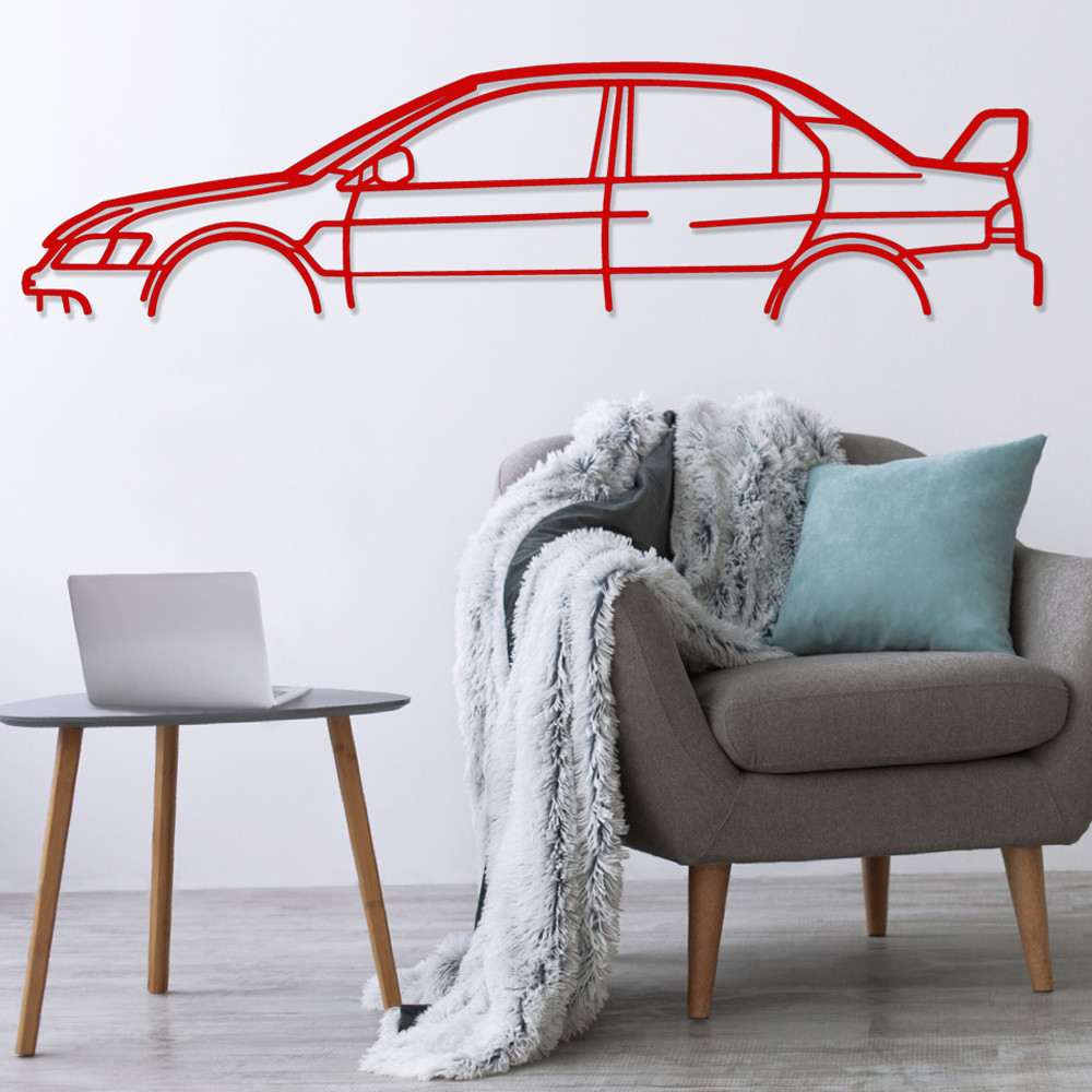 Art Design wall decoration - silhouette Mitsubishi LANCER EVO 9 - AD-ART334-M.R.146 - ART.334WALL146RED