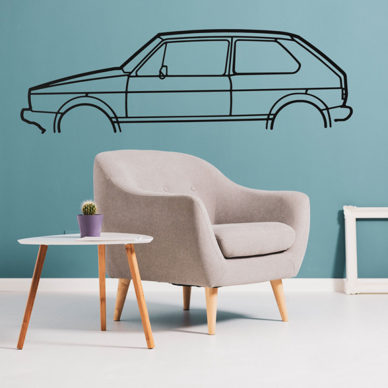 Muurkunst Design - VW GOLF 1 GTI silhouet - AD-ART338-M.N.60 - ART.338WALL60