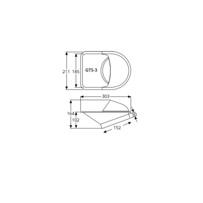 Drijfschep in 2 delen, 152 mm diameter uitlaat - REN-GTS3.N - GTS-3BLK
