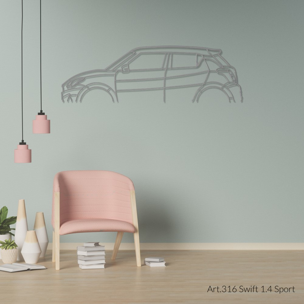 Muurkunst Ontwerp - silhouet Suzuki SWIFT 1.4 SPORTS - AD-ART316-M.N.60 - ART.316WALL60