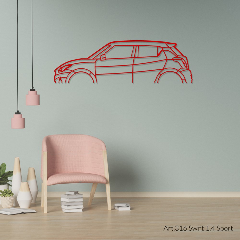 Muurkunst Ontwerp - silhouet Suzuki SWIFT 1.4 SPORTS - AD-ART316-M.N.60 - ART.316WALL60