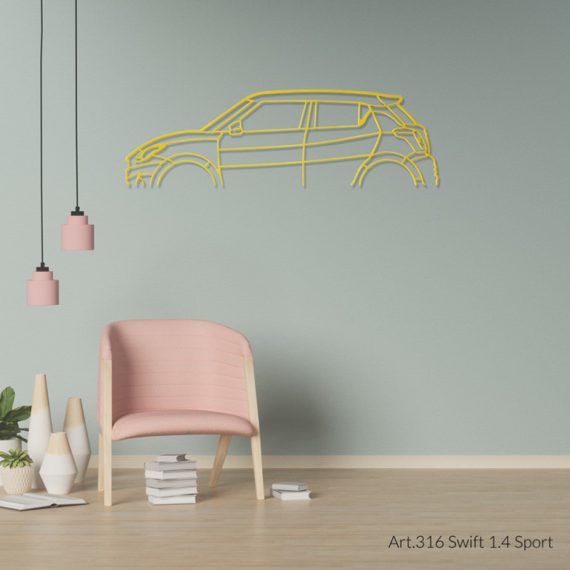 Decorazione murale Art Design - silhouette Suzuki SWIFT 1.4 SPORTS - AD-ART316-M.J.146 - ART.316WALL146YELLOW