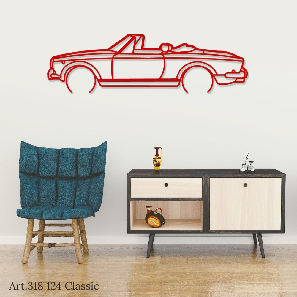 Art Design wanddecoratie - Fiat 124 CLASSIC silhouet - AD-ART318-M.N.60 - ART.318WALL60