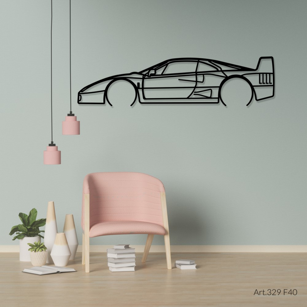 Muurkunst Design - Ferrari F40 silhouet - AD-ART329-M.N.60 - ART.329WALL60