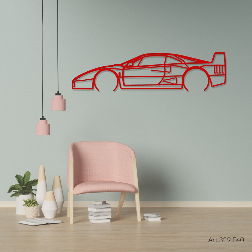 Decor de perete Art Design – silueta Ferrari F40 - AD-ART329-M.N.60 - ART.329WALL60
