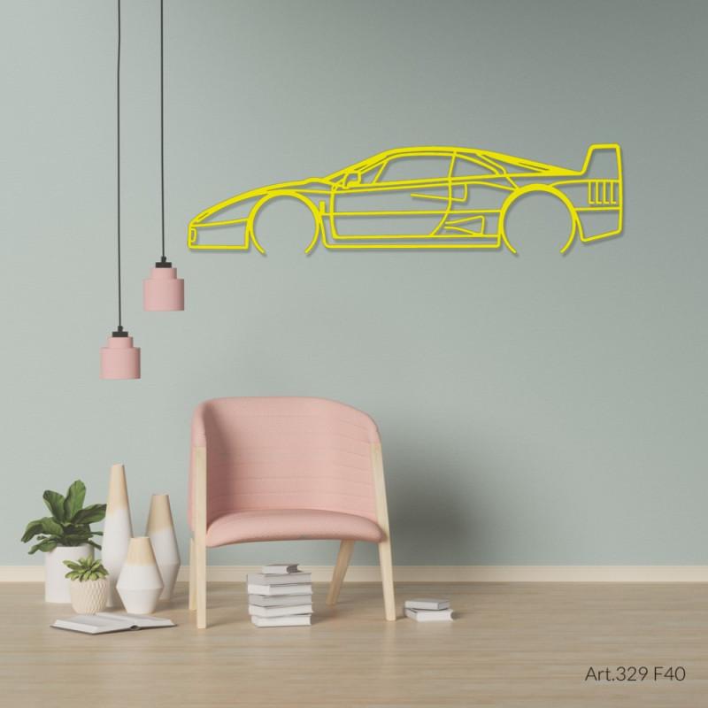 Muurkunst Design - Ferrari F40 silhouet - AD-ART329-M.N.60 - ART.329WALL60
