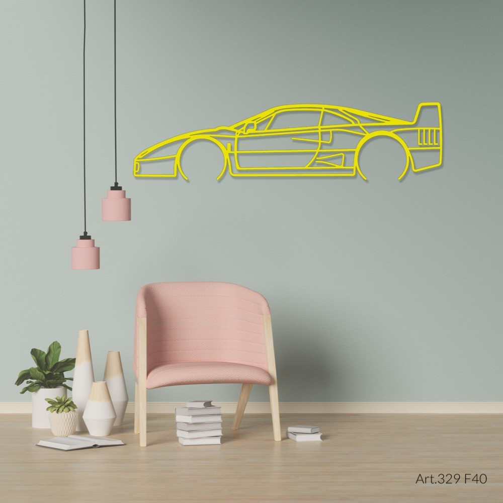 Decor de perete Art Design – silueta Ferrari F40 - AD-ART329-M.N.60 - ART.329WALL60