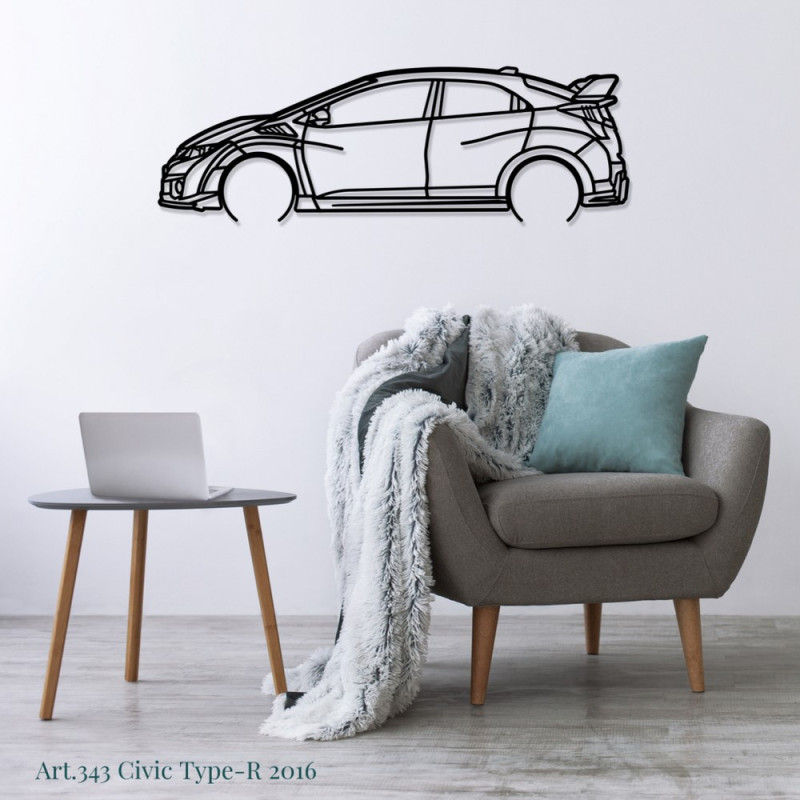 Muurschildering - silhouet Honda CIVIC TYPE R 2016 - AD-ART343-M.N.60 - ART.343WALL60