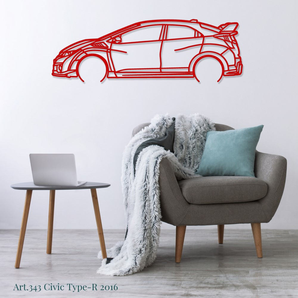 Decorazione murale Art Design - silhouette Honda CIVIC TYPE R 2016 - AD-ART343-M.N.60 - ART.343WALL60