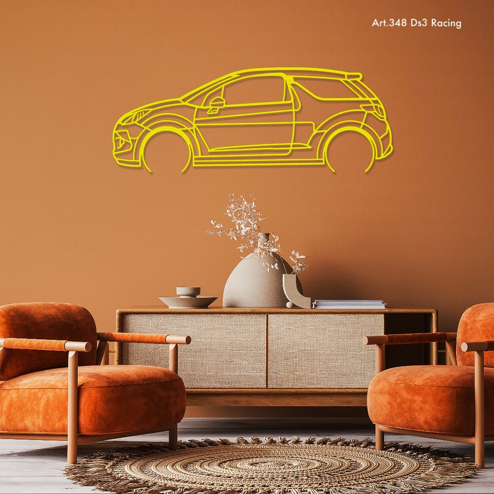 Art Design wanddecoratie - silhouet Citroen DS3 RACING - AD-ART348-M.N.60 - ART.348WALL60