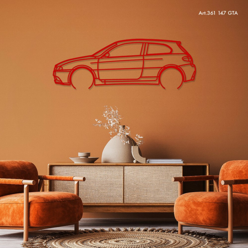 Art Design wall decoration - silhouette Alfa Romeo 147 GTA - AD-ART361-M.N.60 - ART.361WALL60
