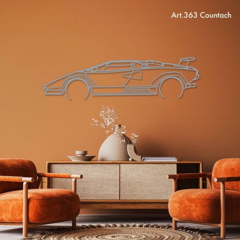 Art Design wall decoration - silhouette Lamborghini COUNTACH - AD-ART363-M.R.146 - ART.363WALL146RED