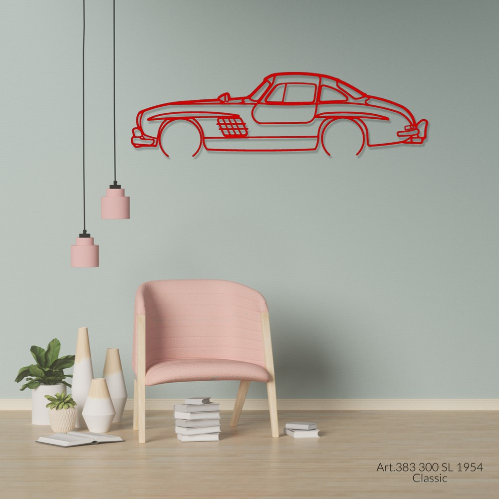 Art Design wall decoration - silhouette Mercedes 300 SL 1954 CLASSIC - AD-ART383-M.J.146 - ART.383WALL146YELLOW