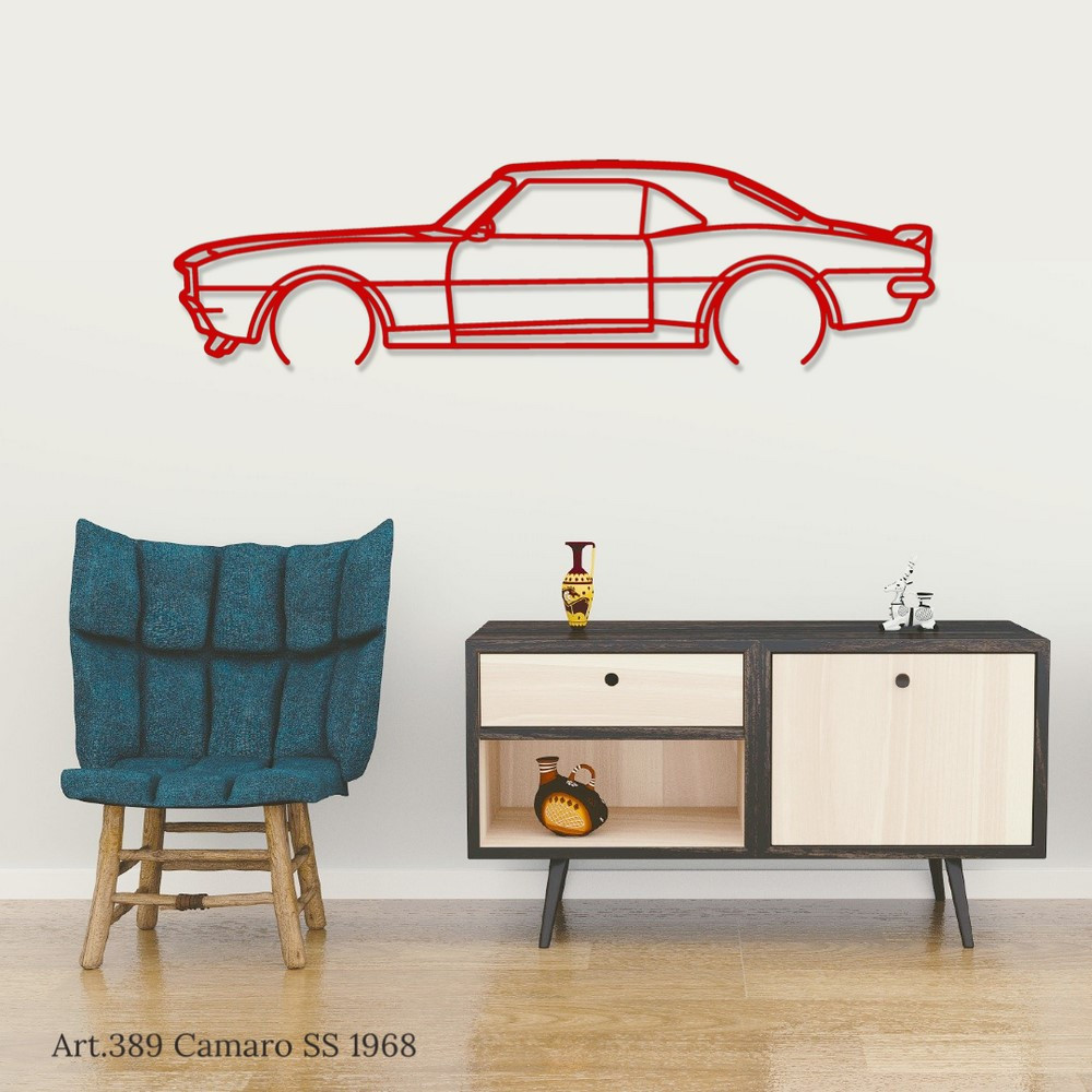 Art Design wall decoration - silhouette Chevrolet CAMARO SS 1968 - AD-ART389-M.N.60 - ART.389WALL60