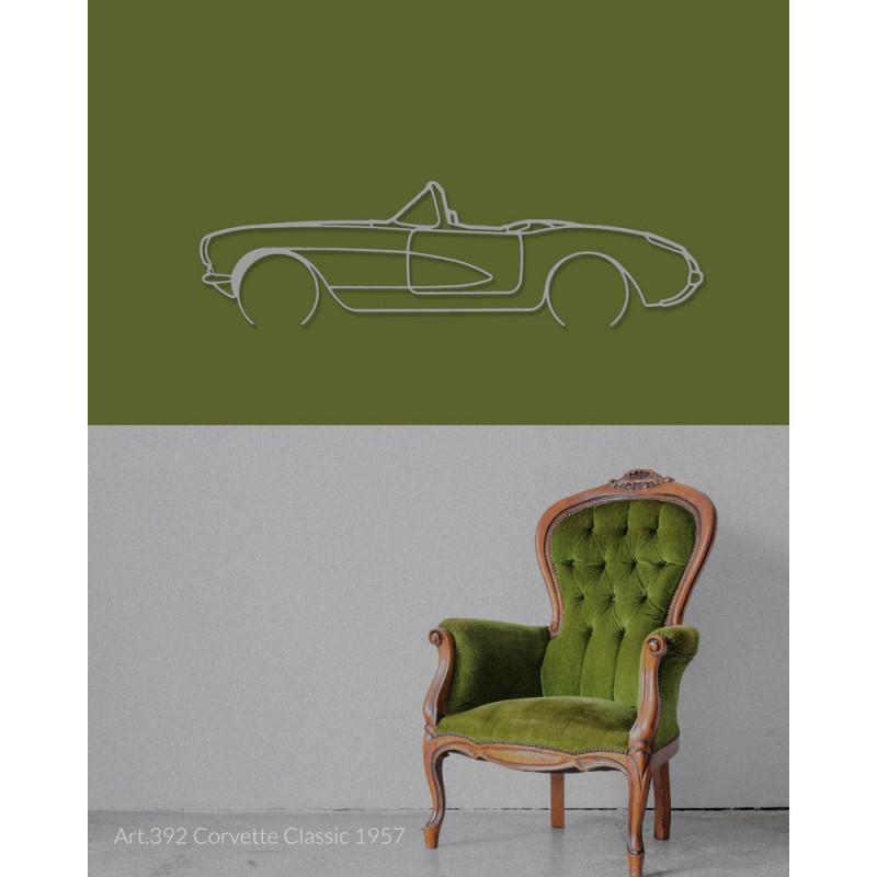 Art Design wall decoration - silhouette Chevrolet CORVETTE CLASSIC 1957 - AD-ART392-M.N.60 - ART.392WALL60