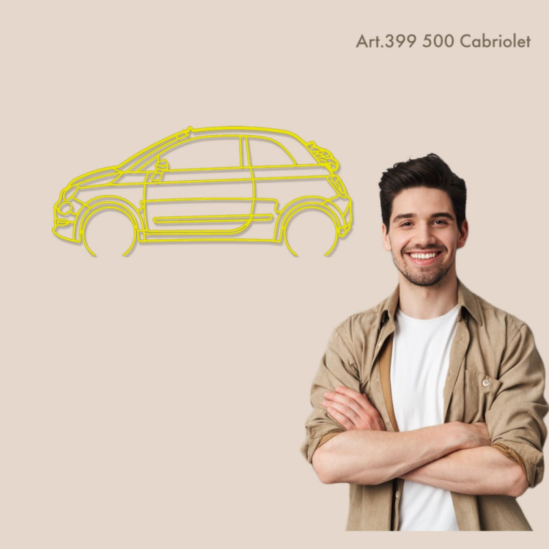 Art Design wall decoration - silhouette Fiat 500 CONVERTIBLE - AD-ART399-M.N.60 - ART.399WALL60