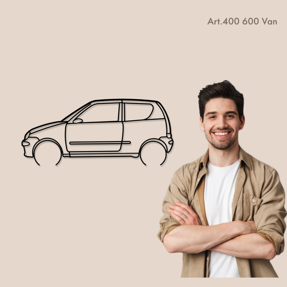 Decorazione murale Art Design - silhouette Fiat 600 VAN - AD-ART400-M.N.60 - ART.400WALL60