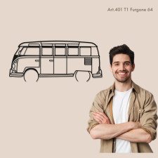 Muurkunst Design - silhouet VW T1 VAN 64 - AD-ART401-M.N.60 - ART.401-M