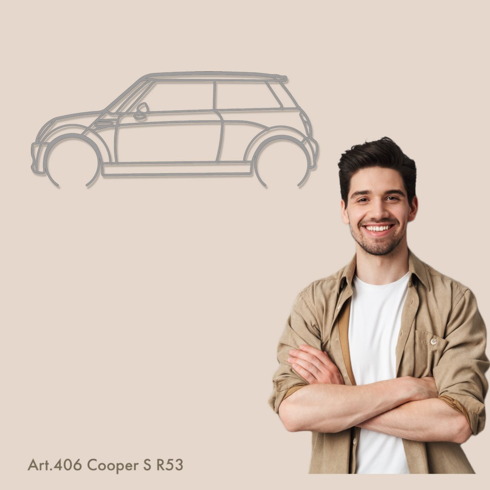 Decorazione murale Art Design - silhouette Mini COOPER S R53 - AD-ART406-M.N.60 - ART.406WALL60