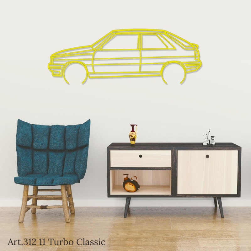 Décoration à poser Art Design support bois - silhouette Renault 11 TURBO CLASSIC - AD-ART312-TB.N.60 - ART.312OAKT60