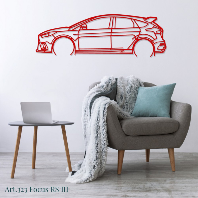 Décoration à poser Art Design support bois - silhouette Ford FOCUS RSIII - AD-ART323-TB.N.60 - ART.323OAKT60