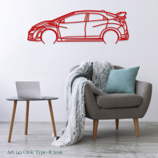 Décoration à poser Art Design support bois - silhouette Nissan CIVIC TYPE R 2016