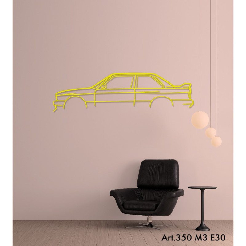 Art Design table decoration with wood base - silhouette BMW M3 E30 - AD-ART350-TB.N.60 - ART.350OAKT60